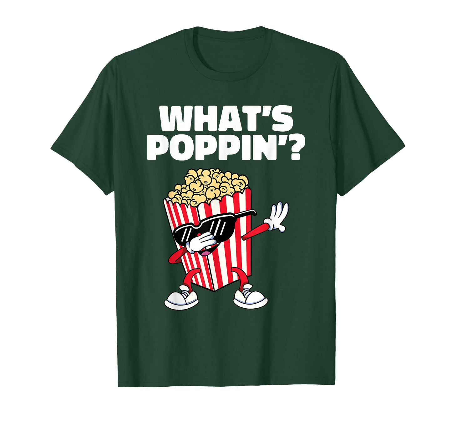Cool Dabbing Popcorn Movie Night Funny What's Poppin T-Shirt