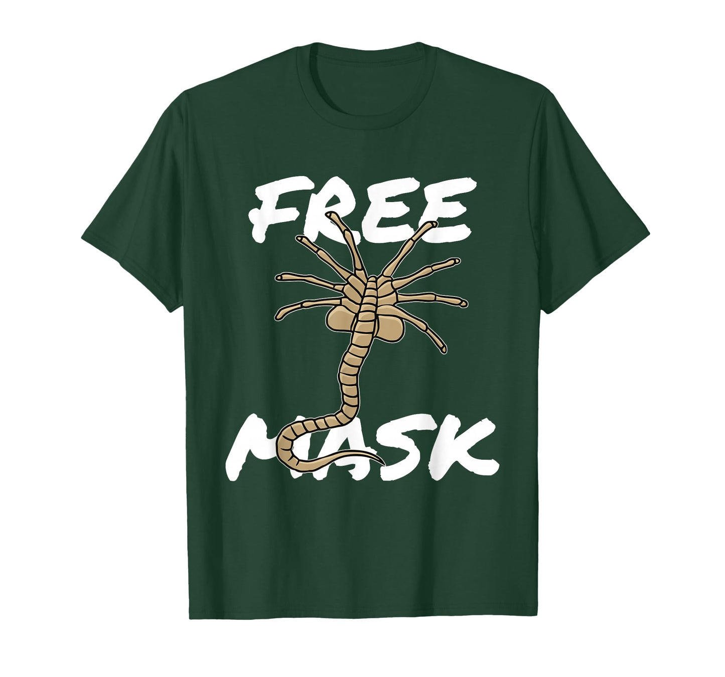 Free Mask - Funny Face Alien Hugger Creature Mask T-Shirt