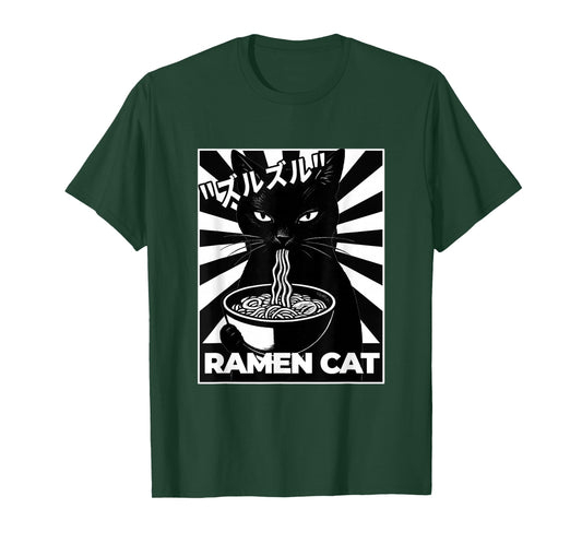 Ramen Cat Japanese Noir Radiant Poster Artwork T-Shirt