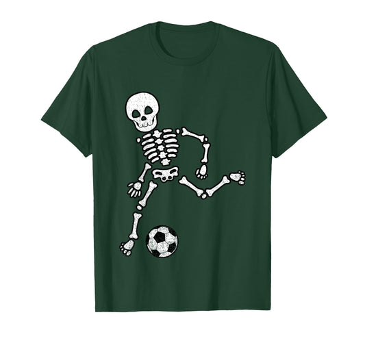 Kids Skeleton Soccer Shirt Halloween Sport Player Costume T-Shirt