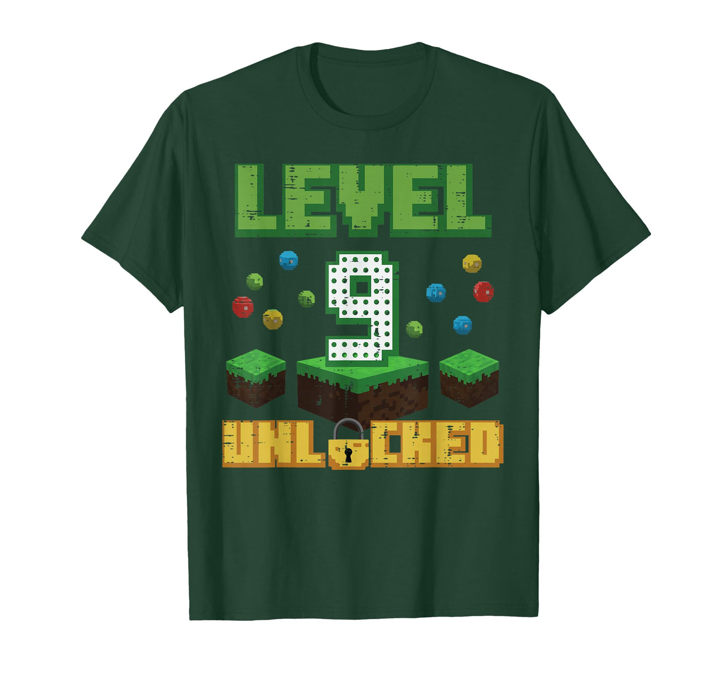 Level 9 Unlocked Pixel Gamer 9th Birthday Gaming Boys Kids T-Shirt