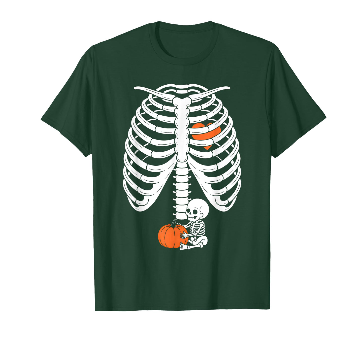 Maternity Pumpkin Skeleton Baby Halloween Costume Pregnancy T-Shirt