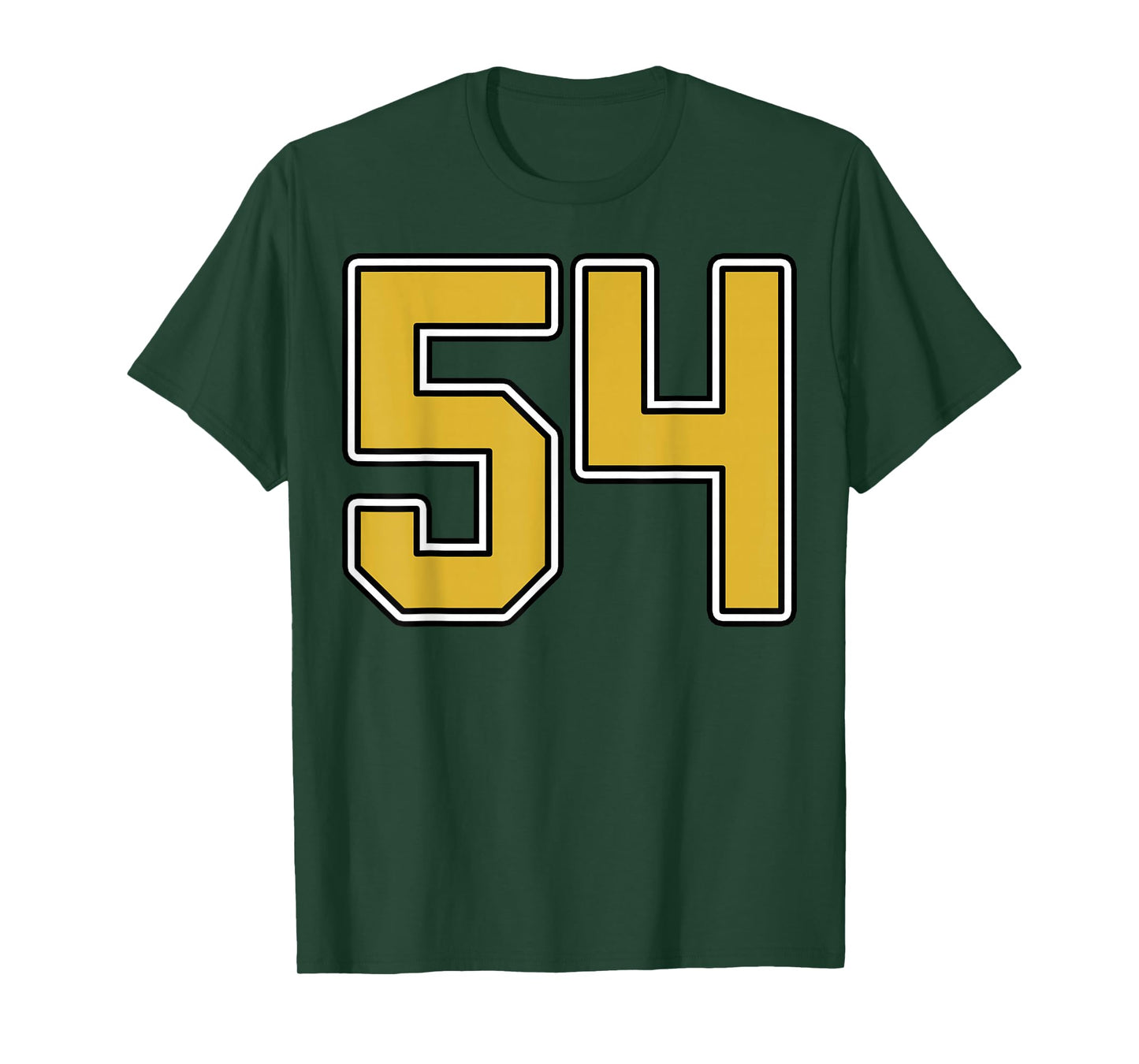 Old Gold Black White Sports Number 54 Jersey Uniform Player T-Shirt