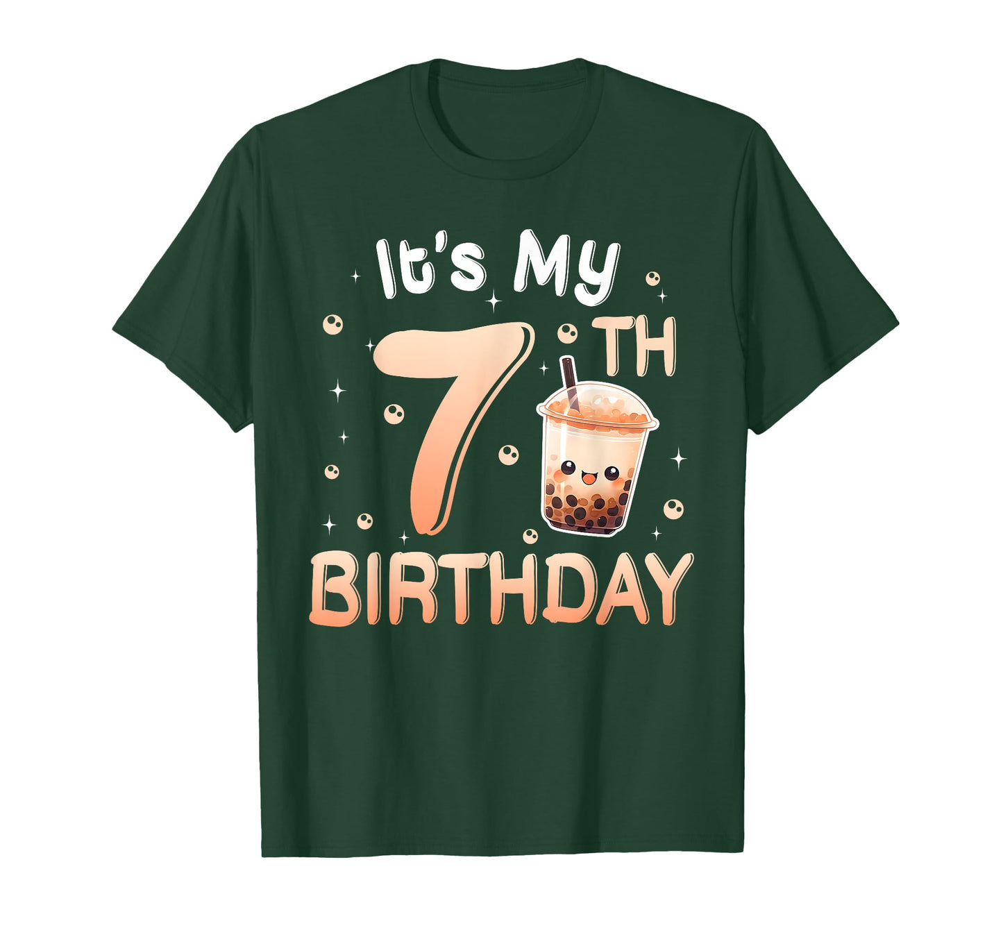 It's My 7th Birthday Bubble Boba Tea Party 7 Year Old Girl T-Shirt