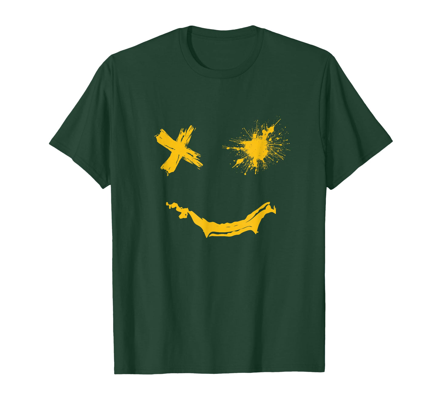 Varsity-Gold Grunge Smile University-Gold Color Graphic T-Shirt