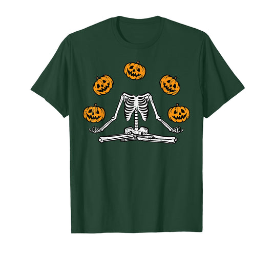 Halloween Skeleton Juggling Pumpkins Costume Men Women Kids T-Shirt