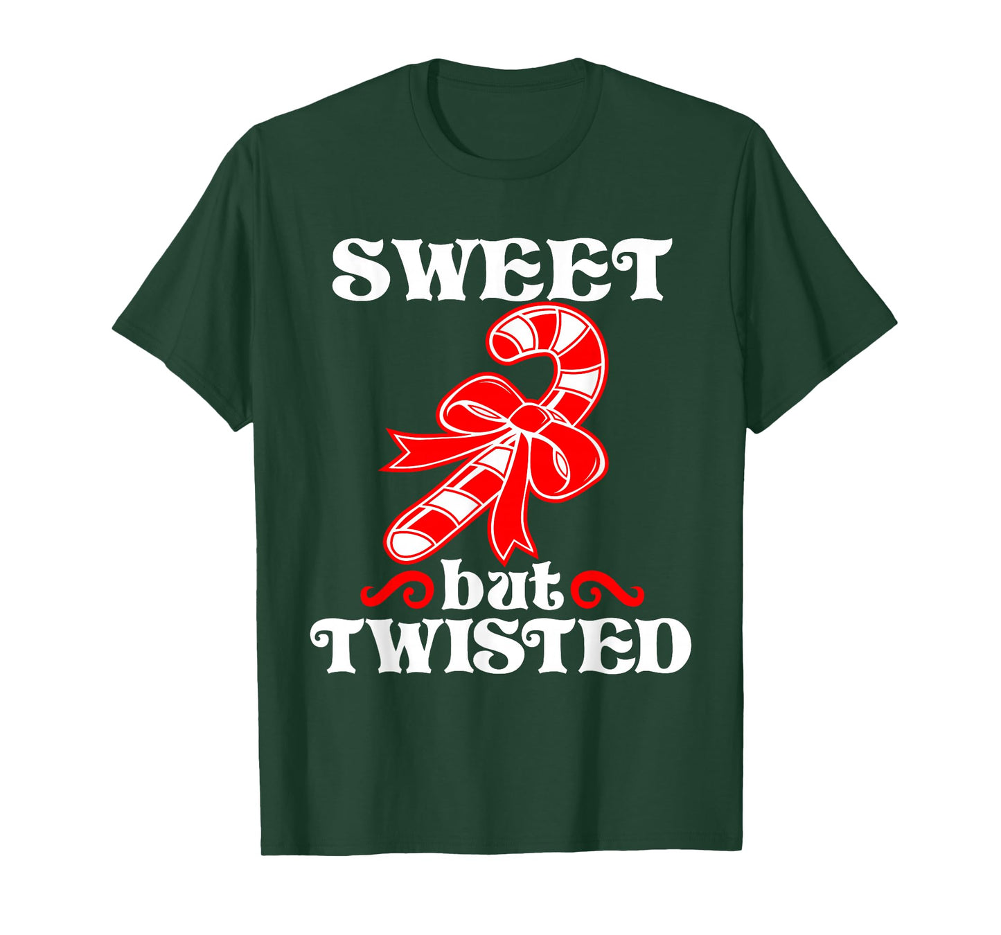 Candy Cane Sweet But Twisted Funny Christmas Short Sleeve T-Shirt