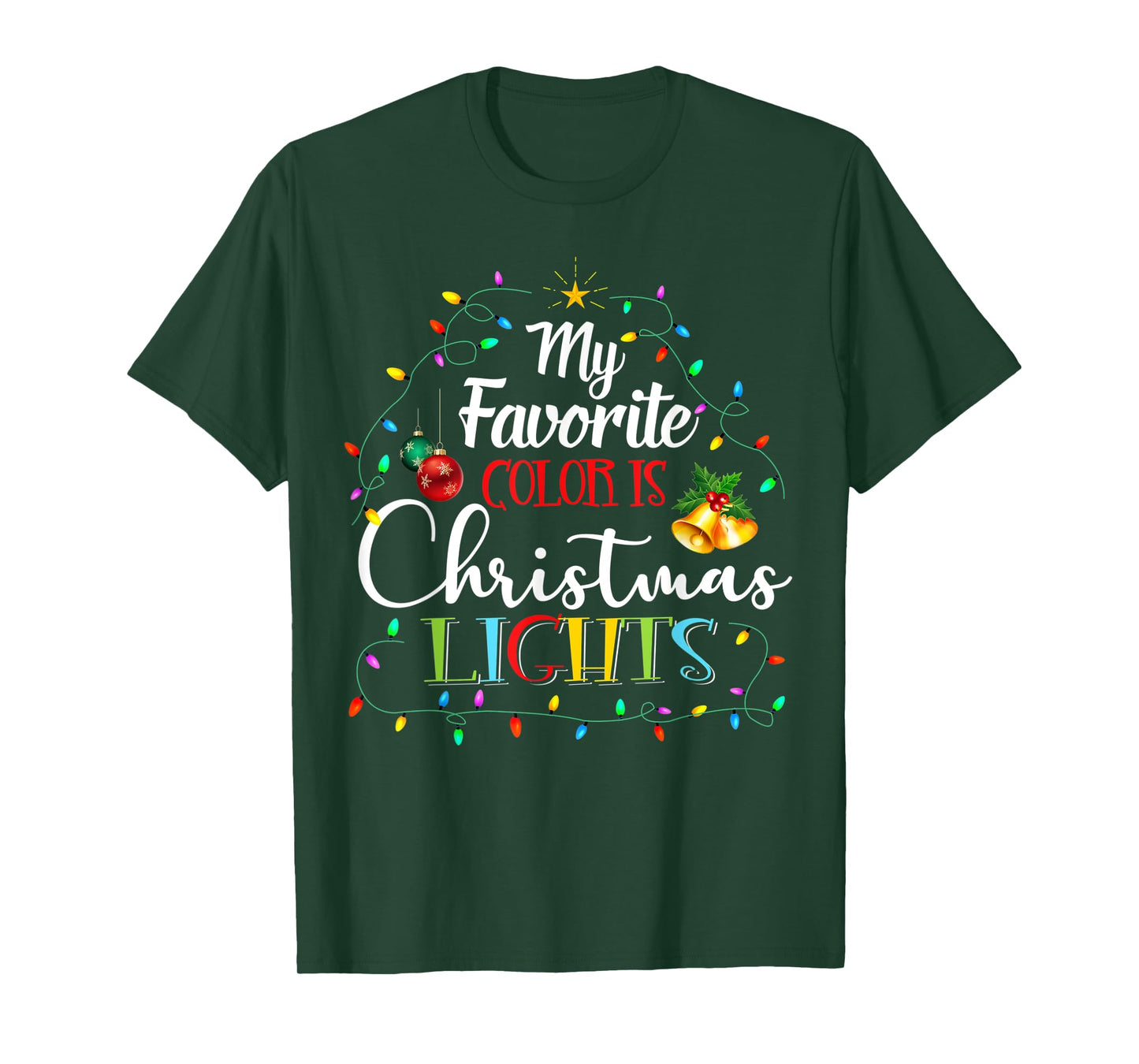 My Favorite Color Is Christmas Lights Xmas Pajamas Family T-Shirt