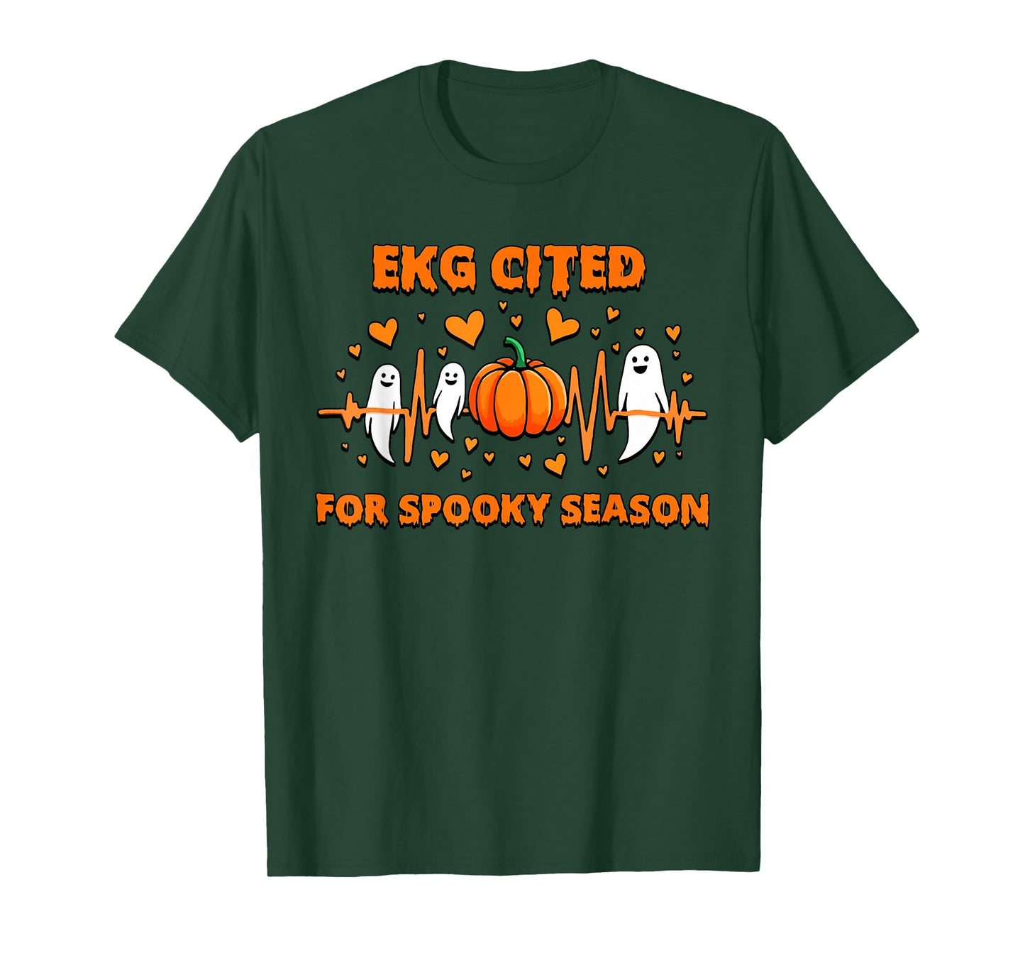 EKG Cited for Spooky Season Halloween Fall Pumpkin Heartbeat T-Shirt