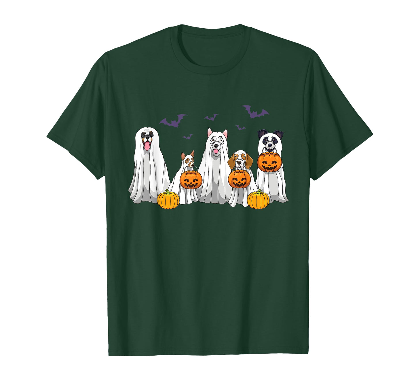 Halloween Dogs Ghost Pumpkins Spooky Dog Lover Gift T-Shirt