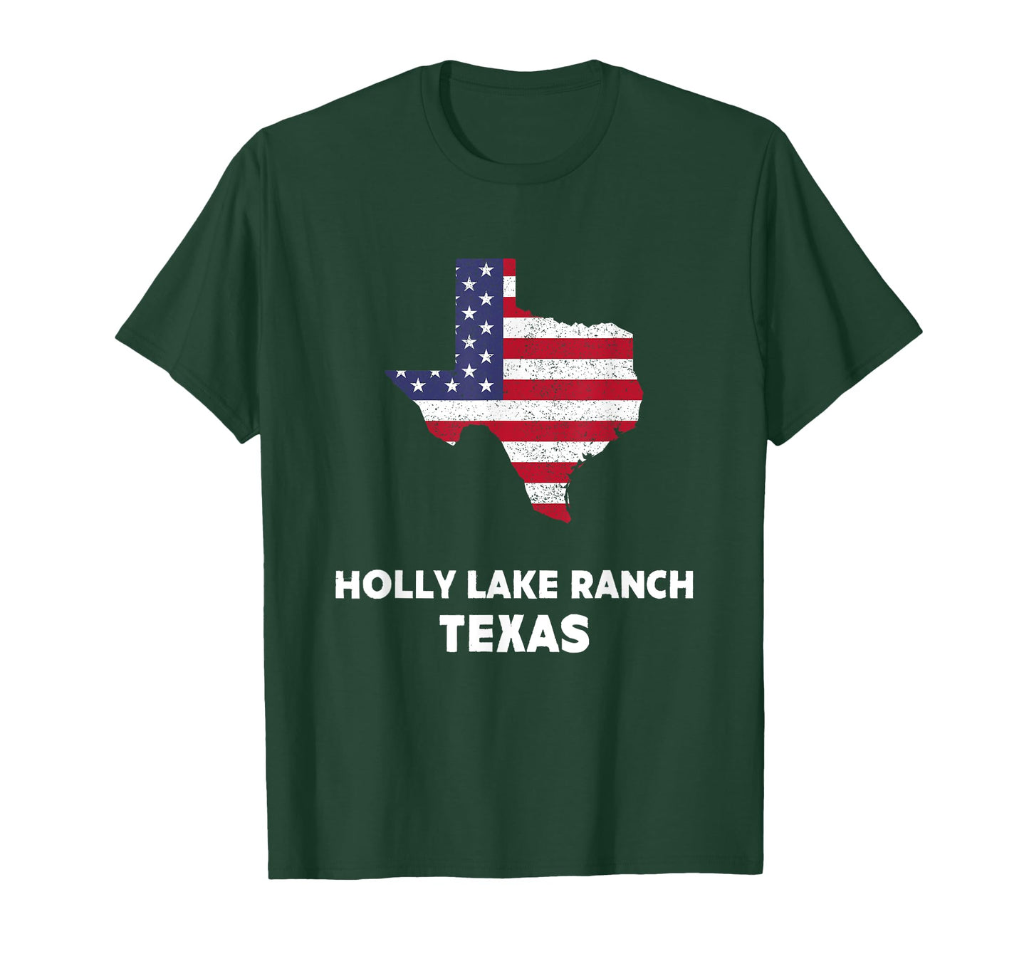 Distressed Patriotic USA Flag Holly Lake Ranch, Texas T-Shirt for Women Men