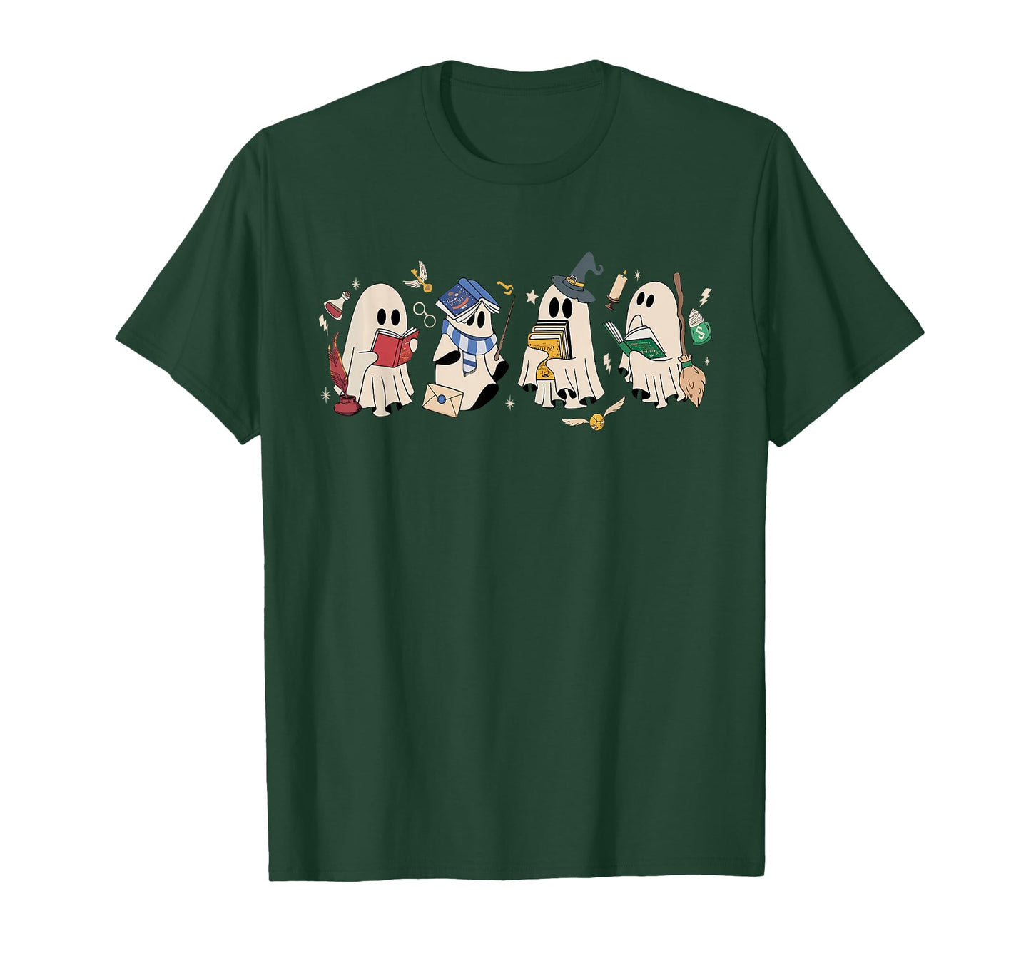 Funny Ghost Book Reading Halloween Books Lover Teacher T-Shirt
