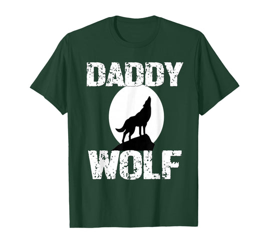 Daddy Wolf Matching Family Tribe Wolves Moon Papa Father Dad T-Shirt