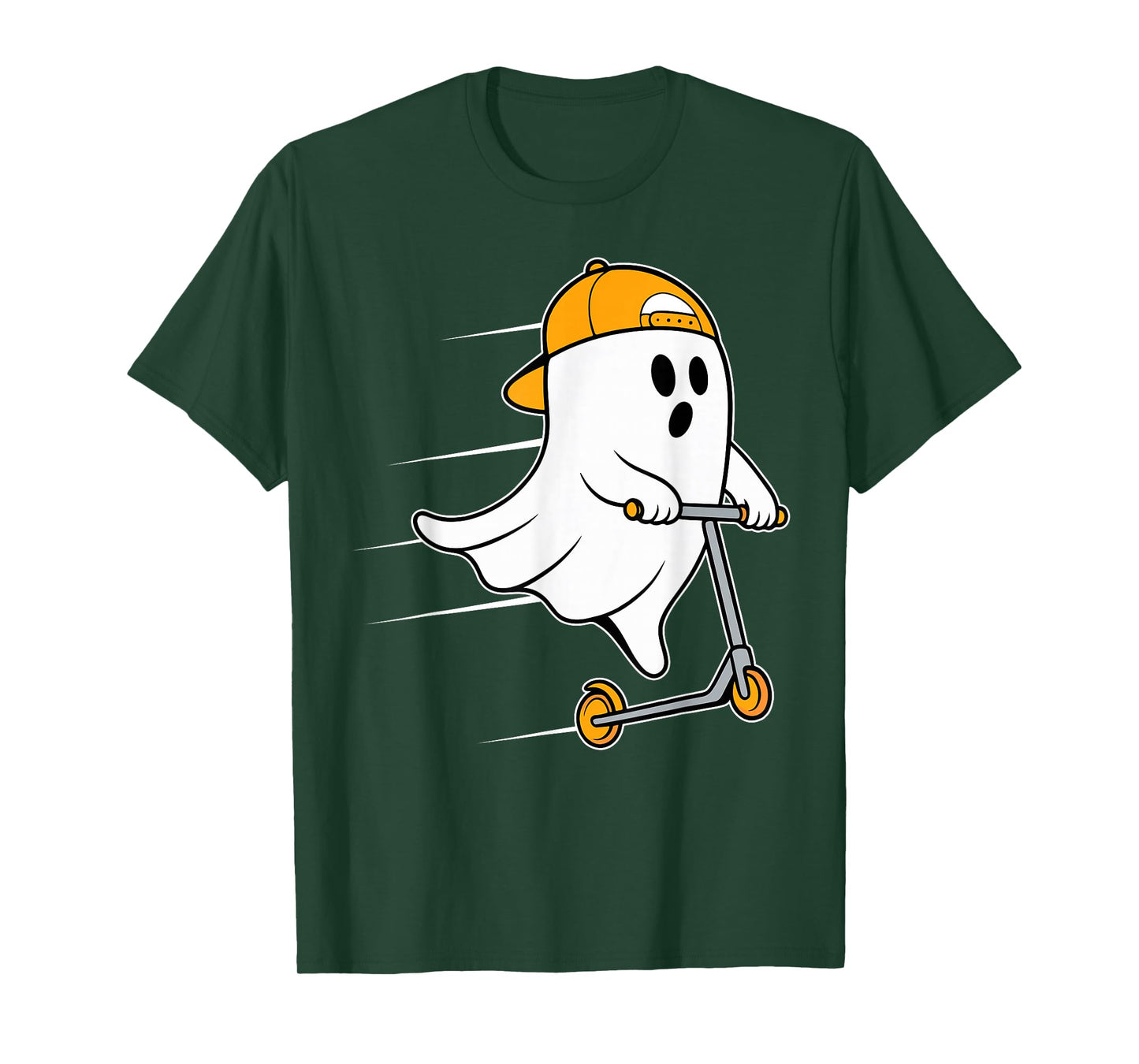 Funny Ghost Playing Stunt Scooter Halloween Costume Day Boys T-Shirt