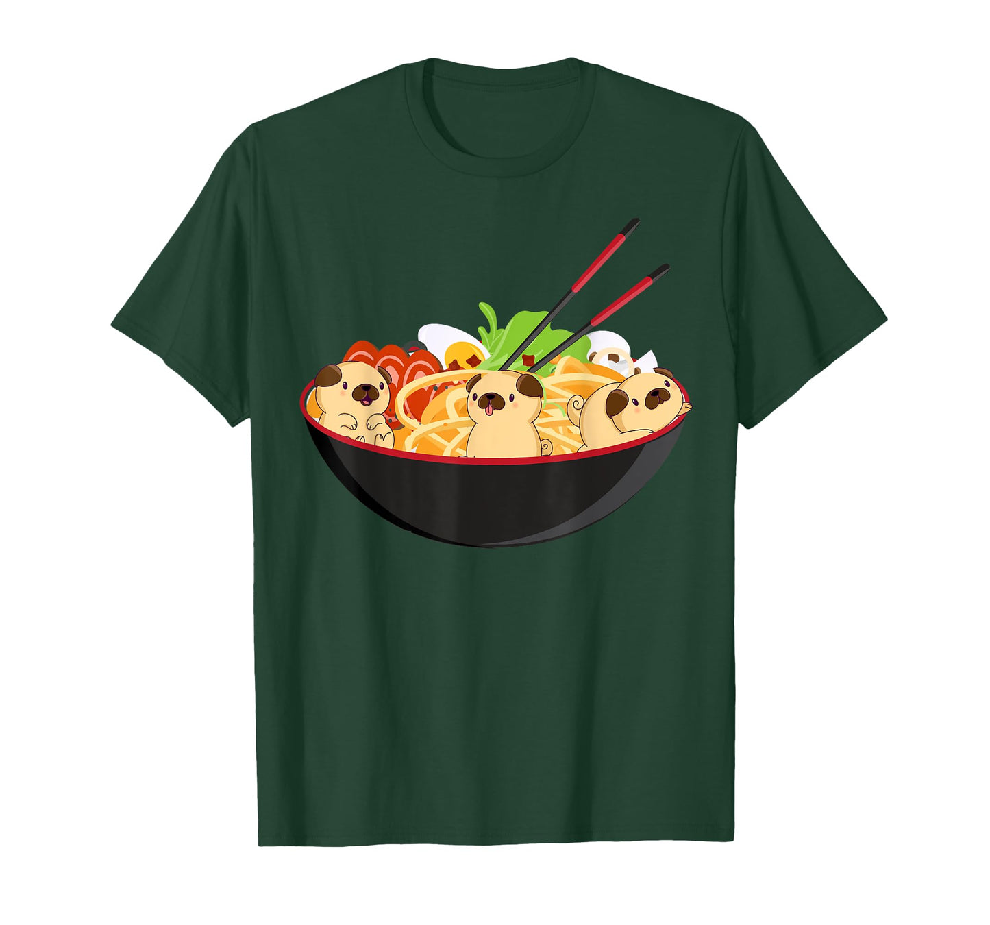 Cute Pug & Ramen Tee Kawaii Anime Pug Puppy Lover Gift T-Shirt