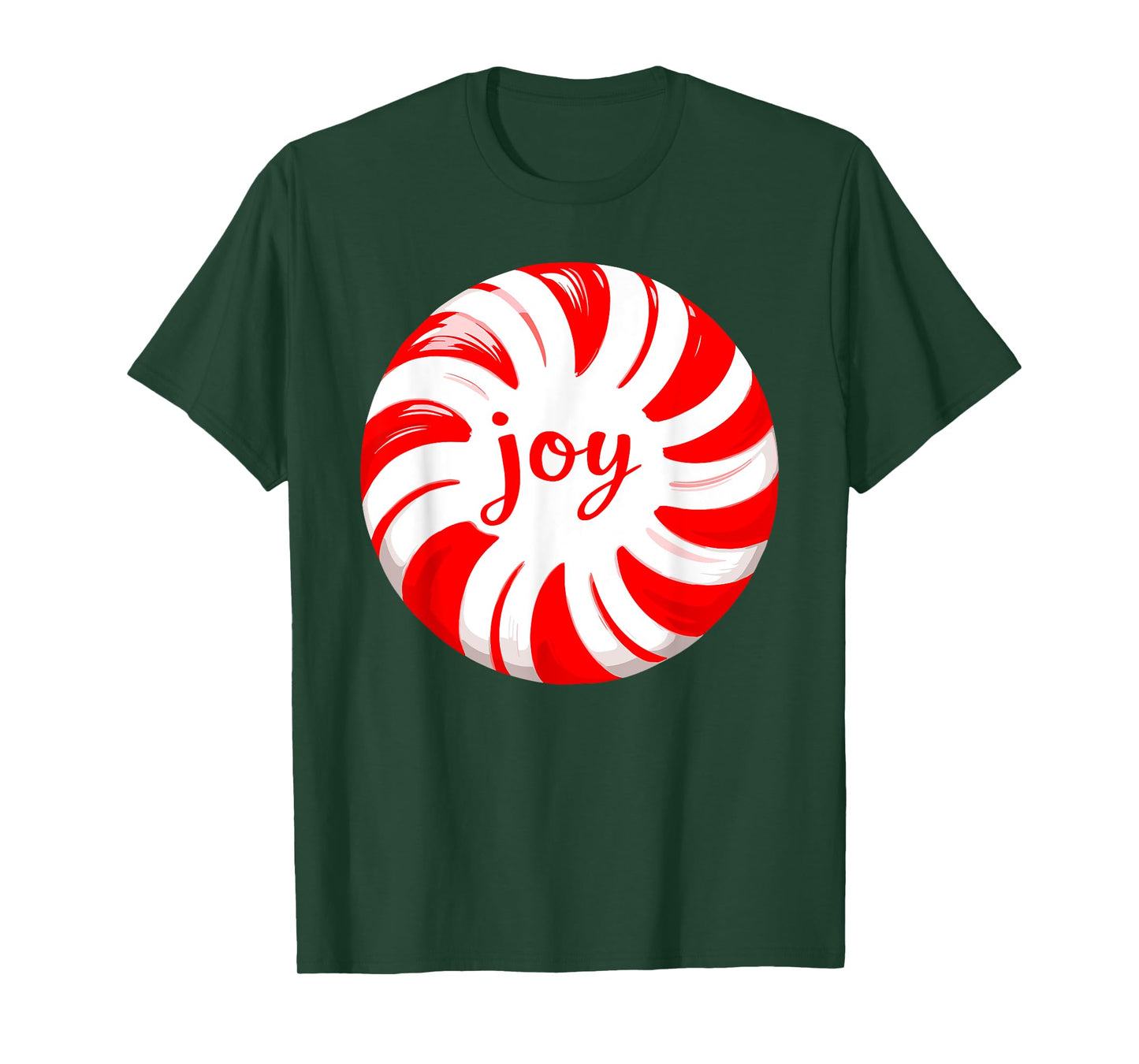 Peppermint Candy Cane Joy Merry Christmas Xmas Party Tee T-Shirt