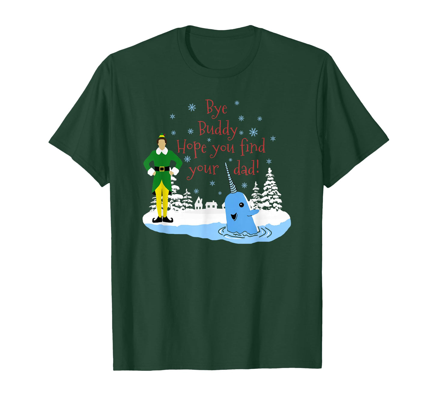 Happier Holidays Unisex-Kids Christmas Narwhal Elf T-Shirt