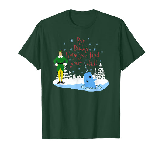 Happier Holidays Unisex-Kids Christmas Narwhal Elf T-Shirt