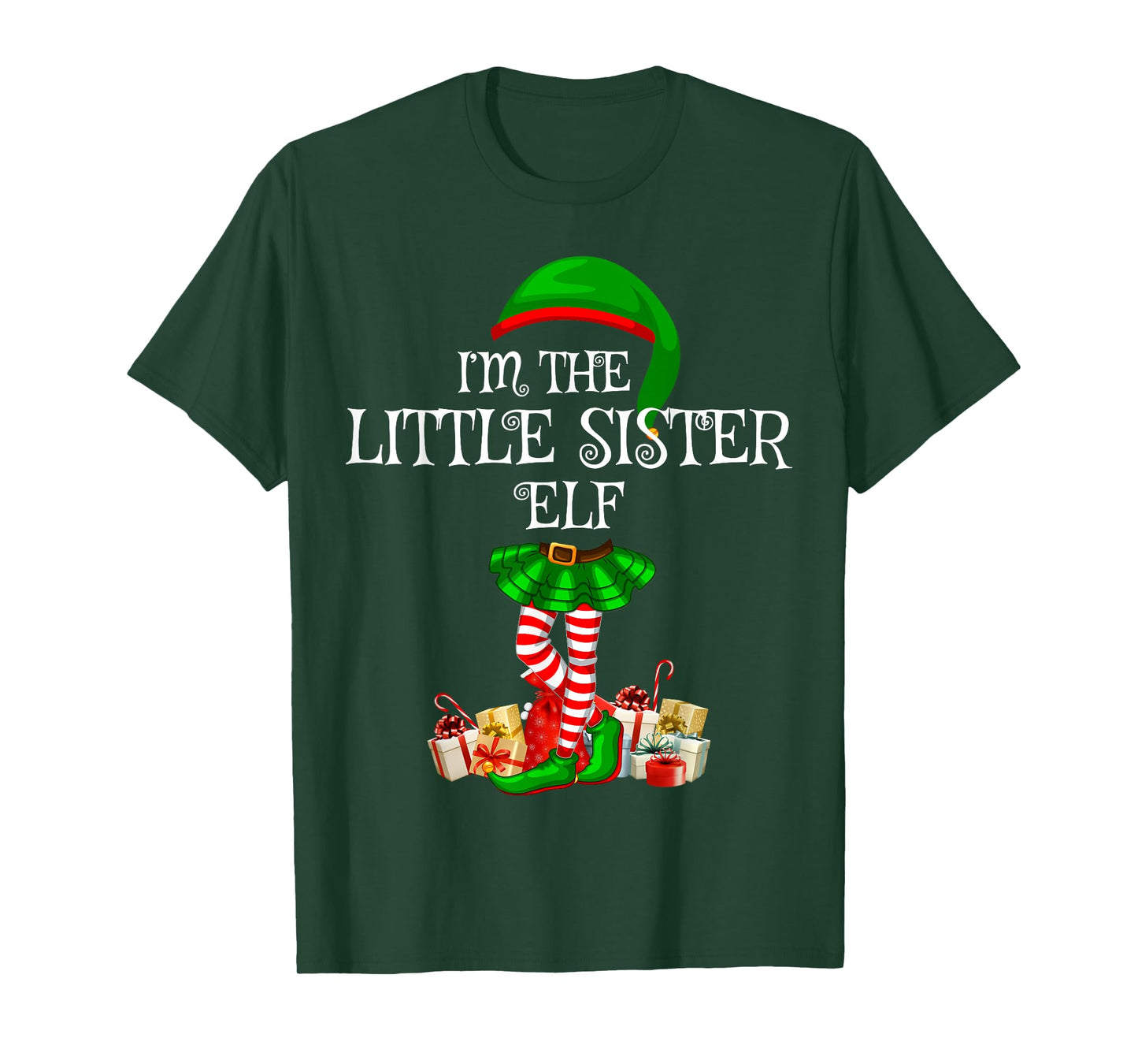 Matching Family Group I'm The Little Sister Elf Christmas T-Shirt