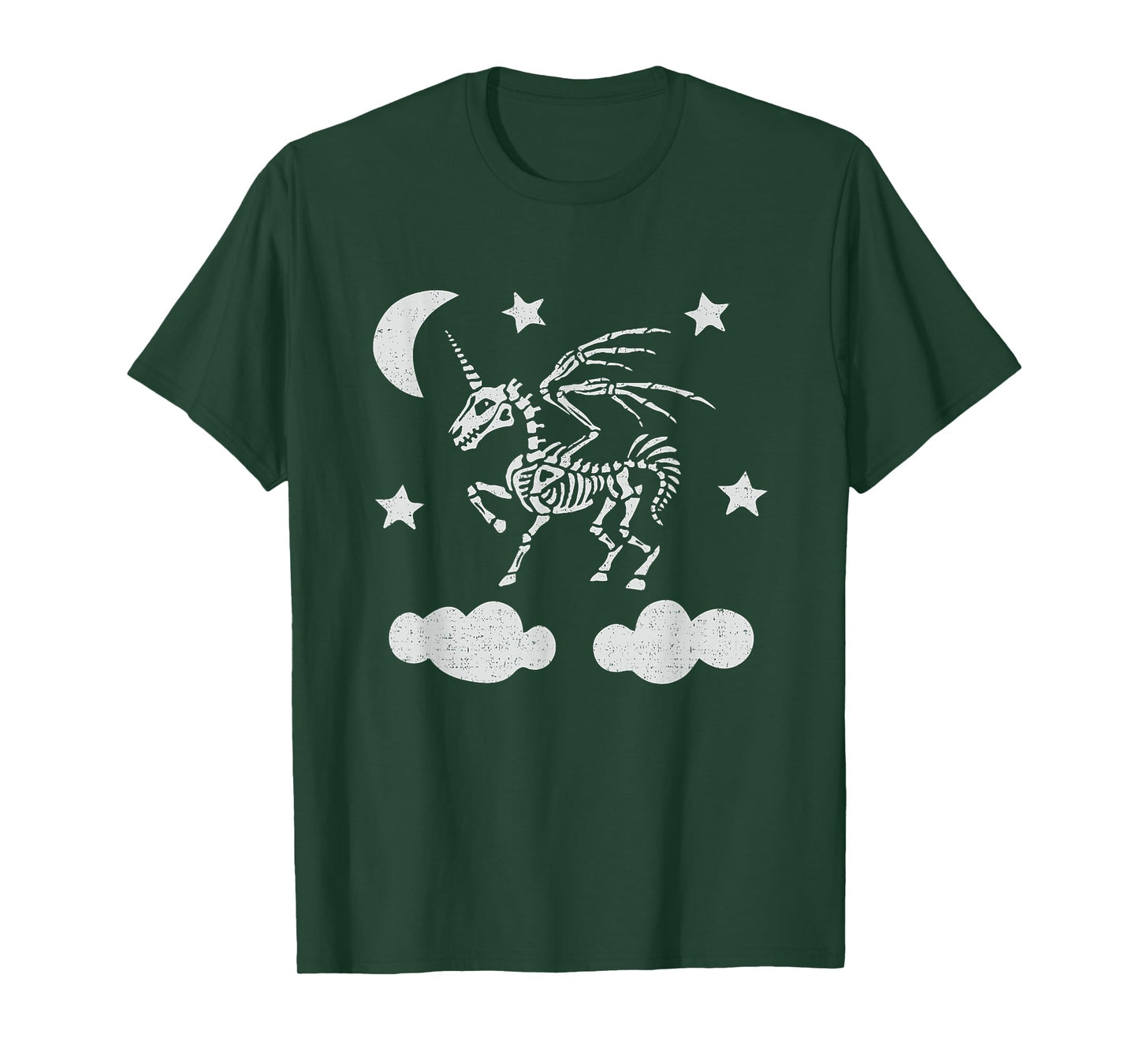 Unicorn Pegasus Skeleton T-Shirt Halloween Moon Stars TShirt T-Shirt