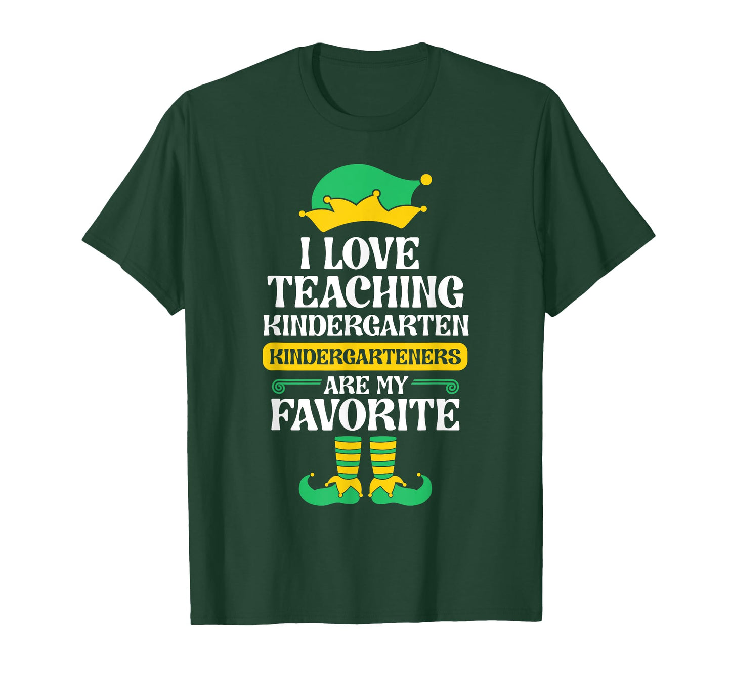 Kindergarten Teacher Elf Christmas Kinder I Love Teaching T-Shirt for Men Women Kids