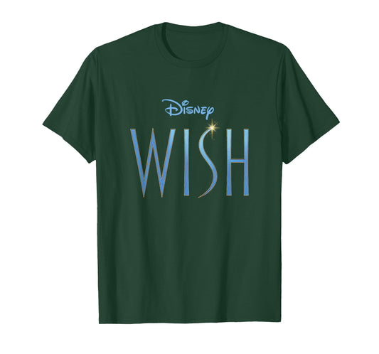 Disney Wish Blue Sparkle Title Movie Logo T-Shirt