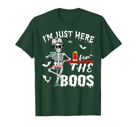 Funny Halloween Women I’m Just Here for The Boos Skeleton T-Shirt