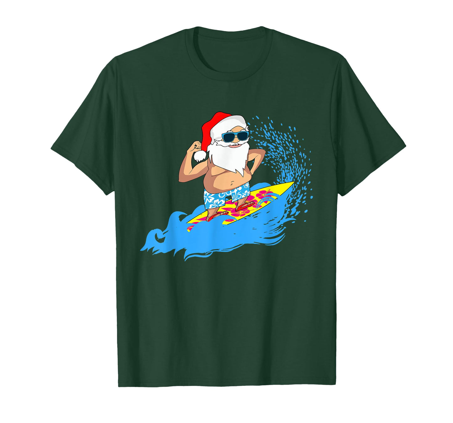 Christmas Santa Claus Hawaiian Surfing Summer Surf T-Shirt Men Women Kids T-Shirt