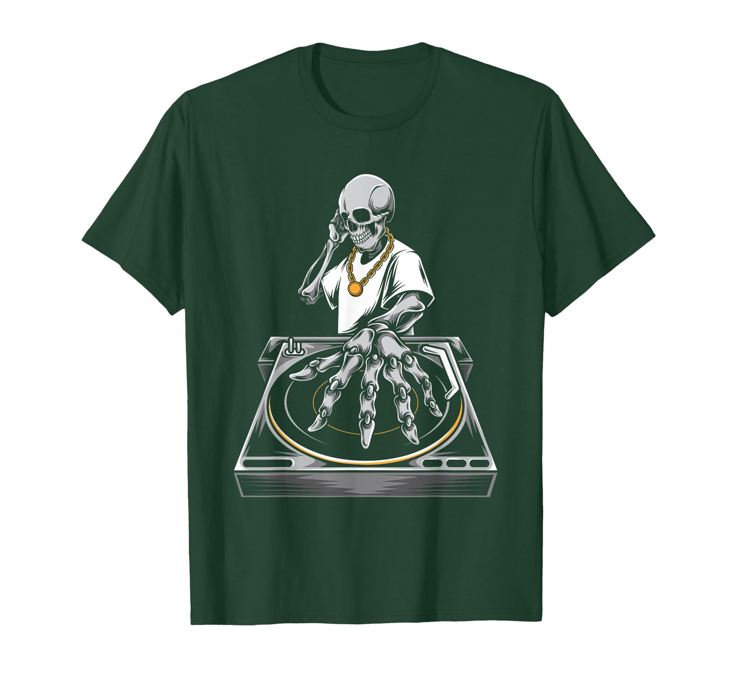 Skeleton DJ Lazy Halloween Costume Skull Disc Jockey T-Shirt