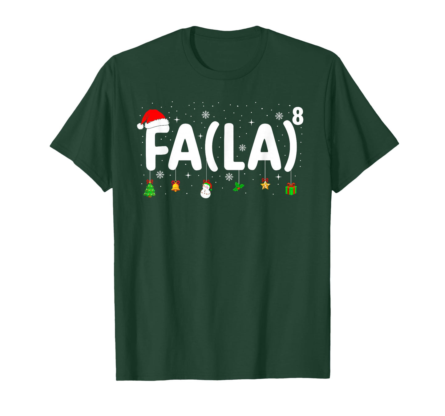 FA (LA) 8 Funny Christmas Santa Hat FA La Math Teacher Kids T-Shirt