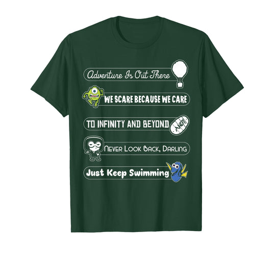 Disney Pixar Collection Iconic Character Slogan Text Stack T-Shirt