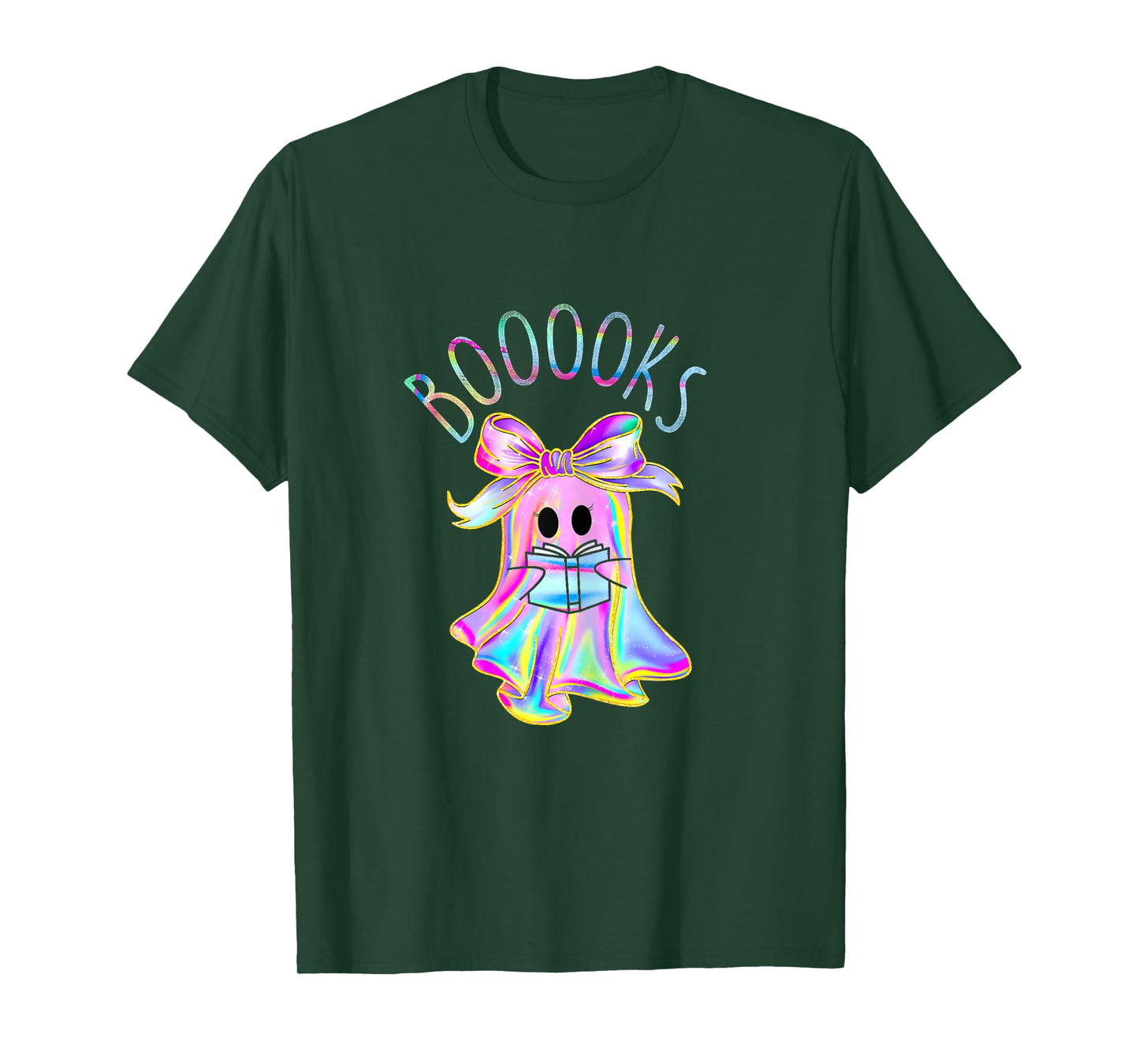 Cute Ghost Book Reading Halloween Teacher Top Girls Women T-Shirt