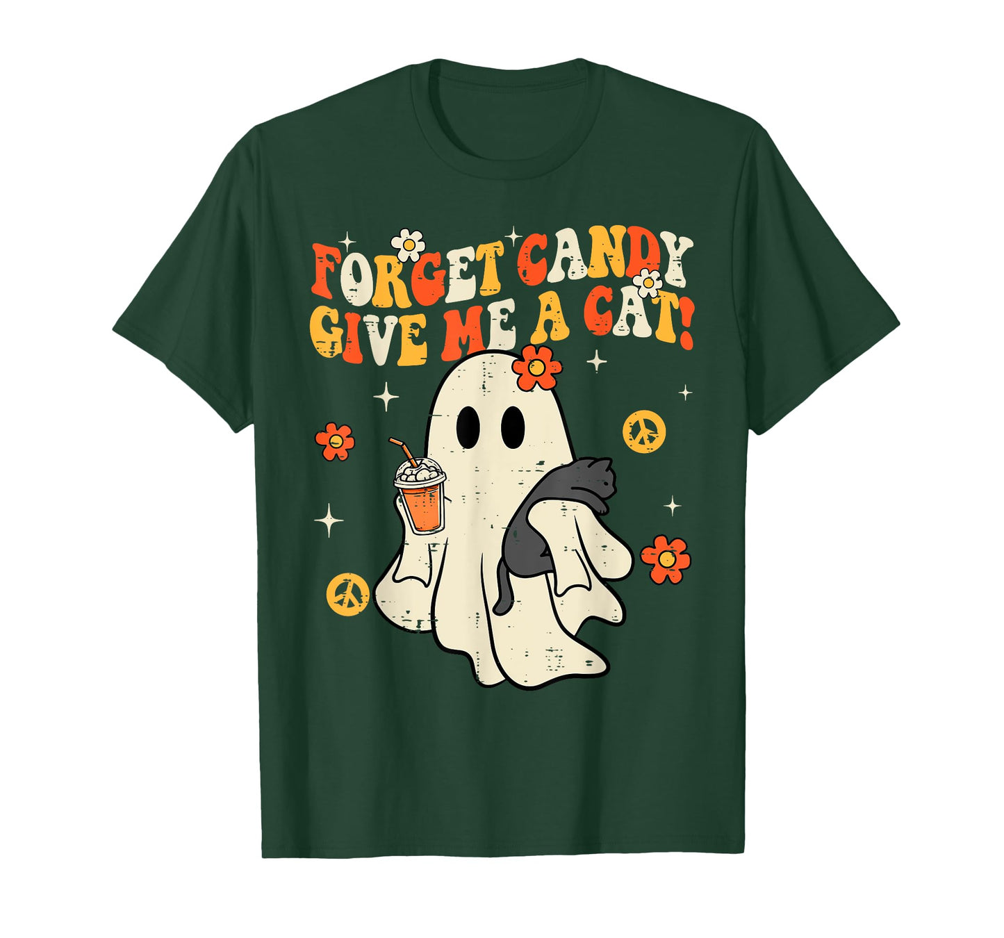 Halloween Black Cat Forget Candy Give Me Cat Kids Men Women T-Shirt