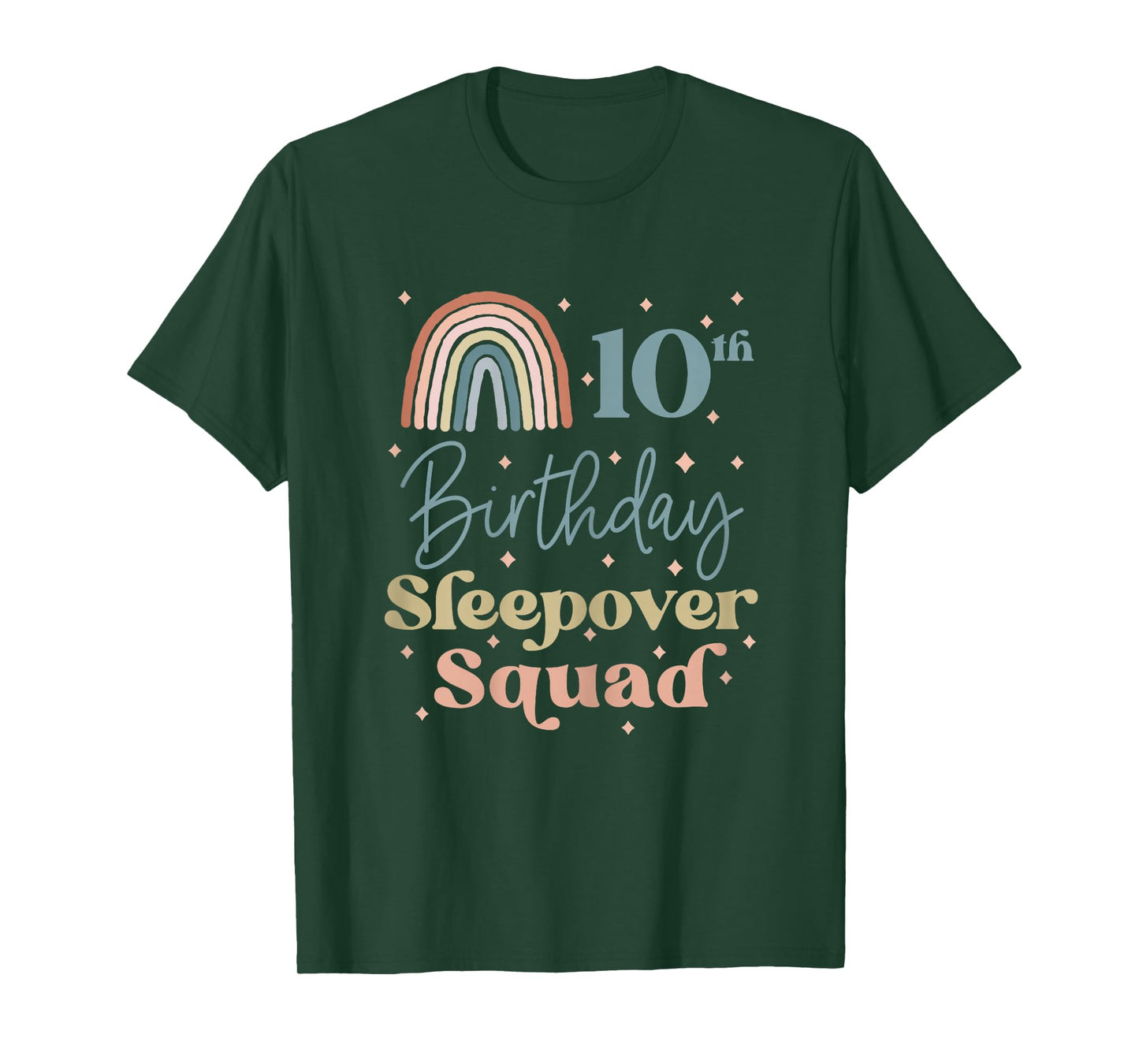 10th Birthday Boho Rainbow Sleepover Squad Pajamas for Girls T-Shirt