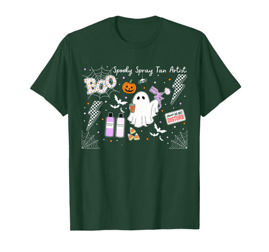 Spooky Spray Tan Artist Ghost Halloween Tanning Beauty Salon T-Shirt