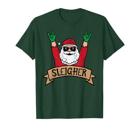 Christmas Sleigher Santa Rock Xmas Rocker Men Women Kids Boy T-Shirt