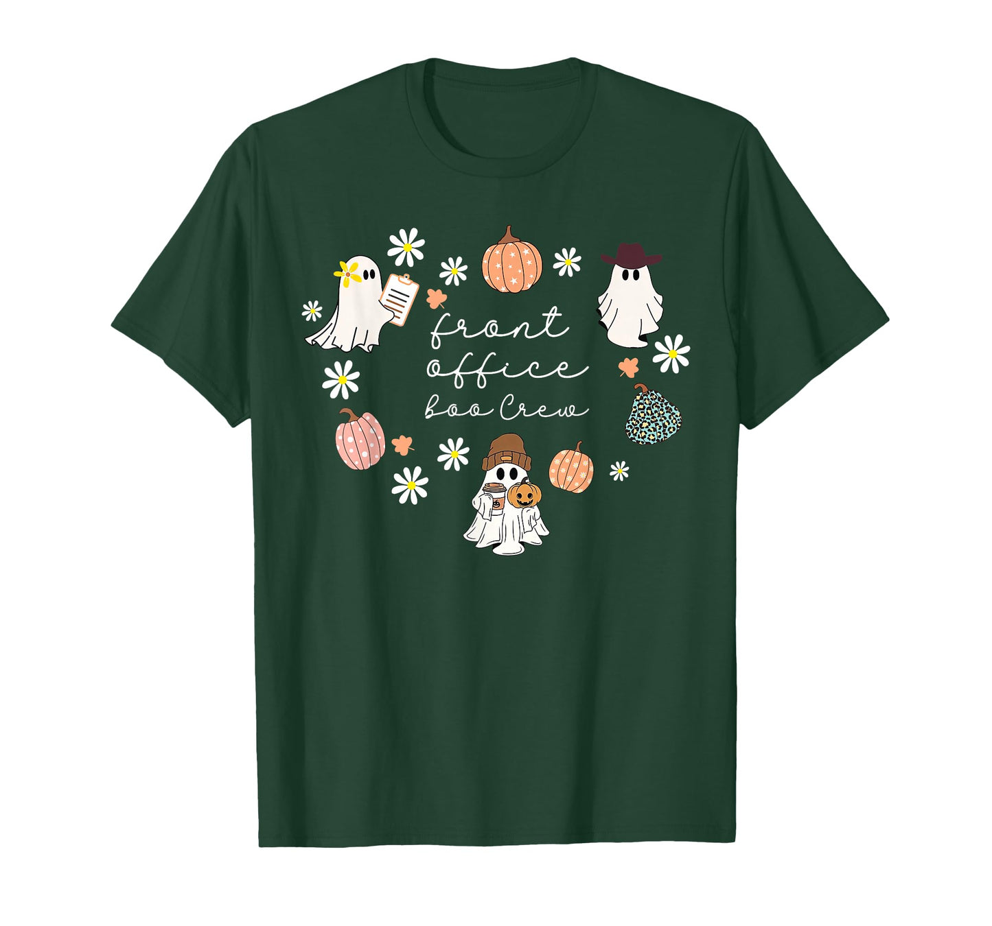 Front Office Boo Crew Pumpkin Ghost Halloween Admin Squad T-Shirt