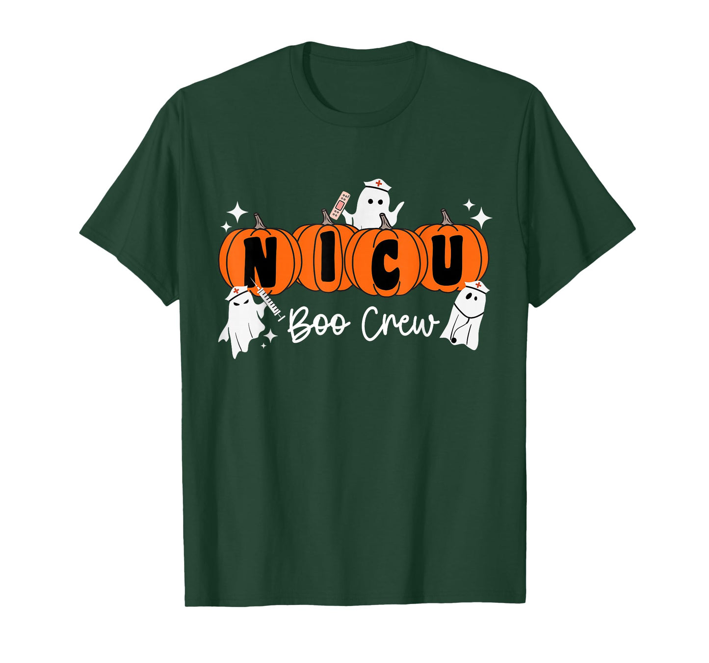 Nicu Boo Crew Ghost Pumpkin Costume NICU Nurse Halloween T-Shirt