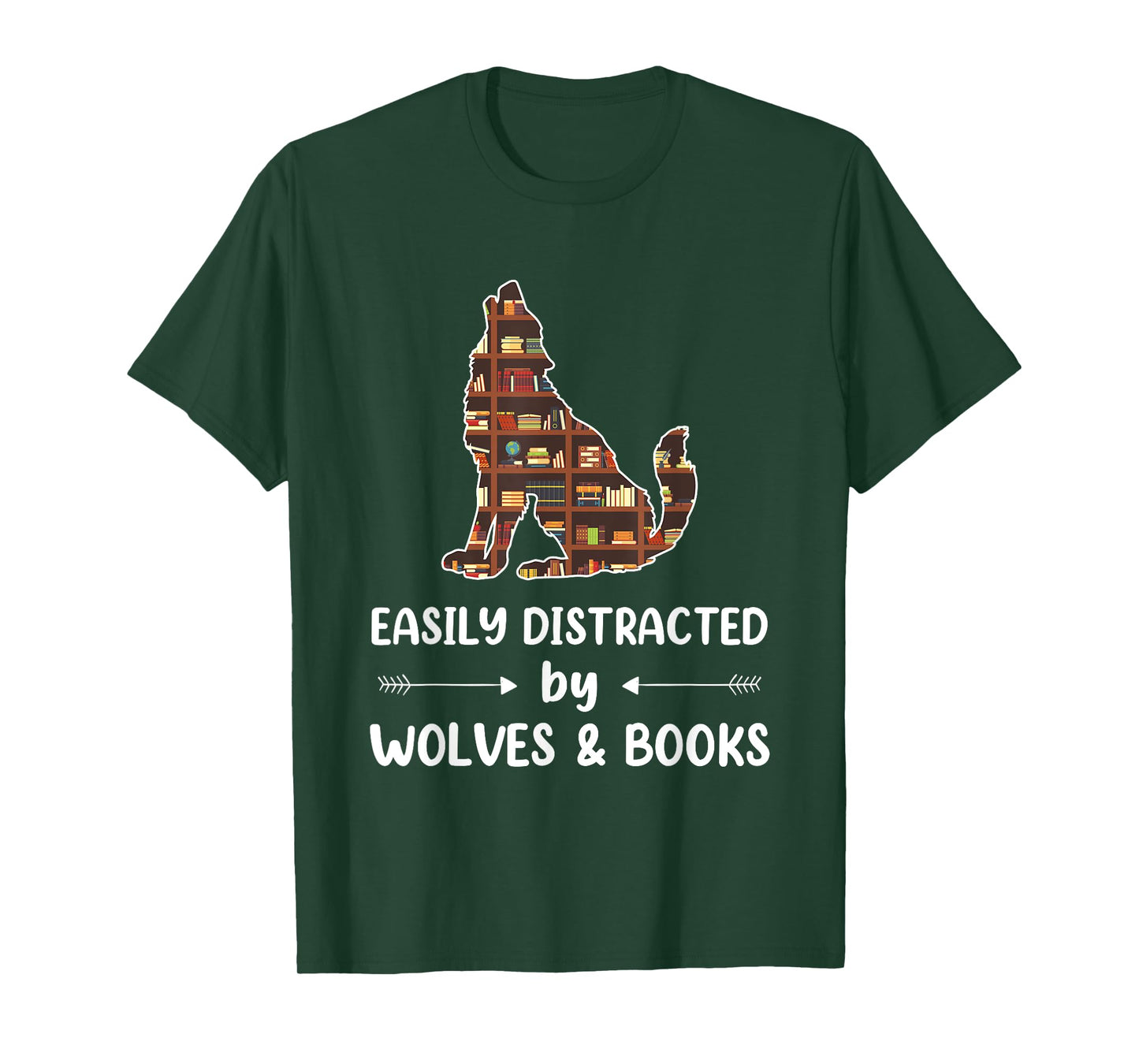 Easily Distracted by Wolves and Books Nerds Men Women Kids T-Shirt