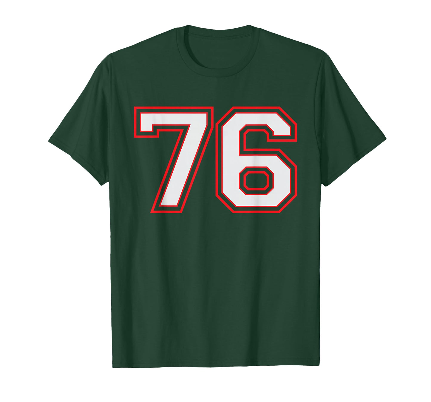 Red Number 76 Sports Player Jersey Fun Game Winner #76 Lucky T-Shirt