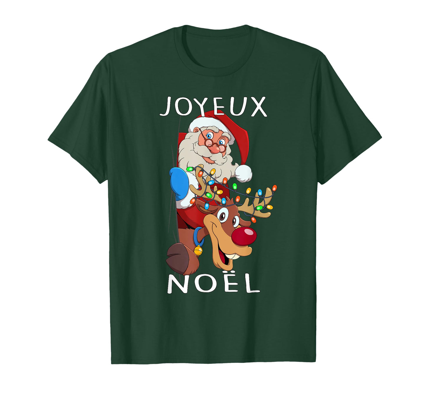 Santa Claus Reindeer Joyeux Noël Men Women Family T-Shirt