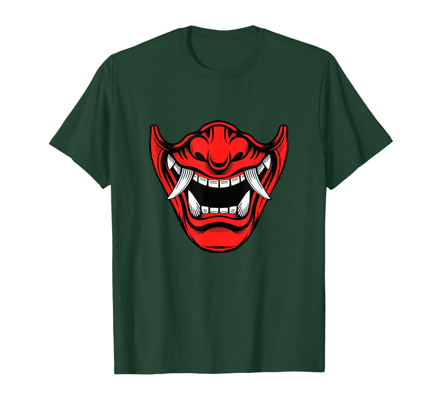 Red Oni Mask with Menacing Smile T-Shirt