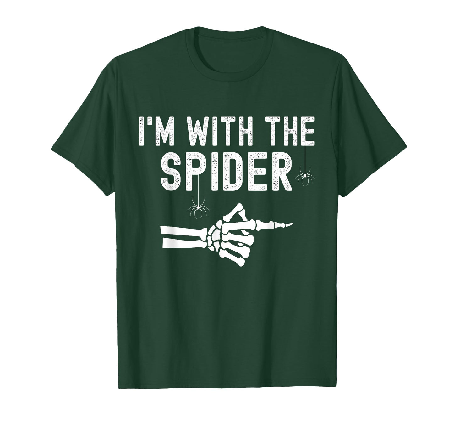 I'm With Spider Funny Skeleton Halloween Couples Matching T-Shirt