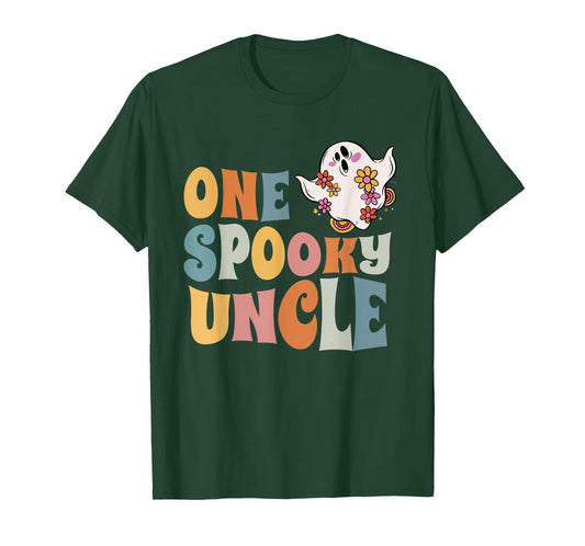 Mens One Spooky Uncle Groovy Halloween Costume T-Shirt