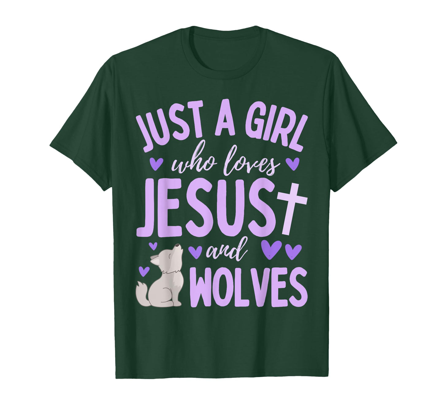 Just A Girl Who Loves Jesus and Wolves Christian Funny T-Shirt
