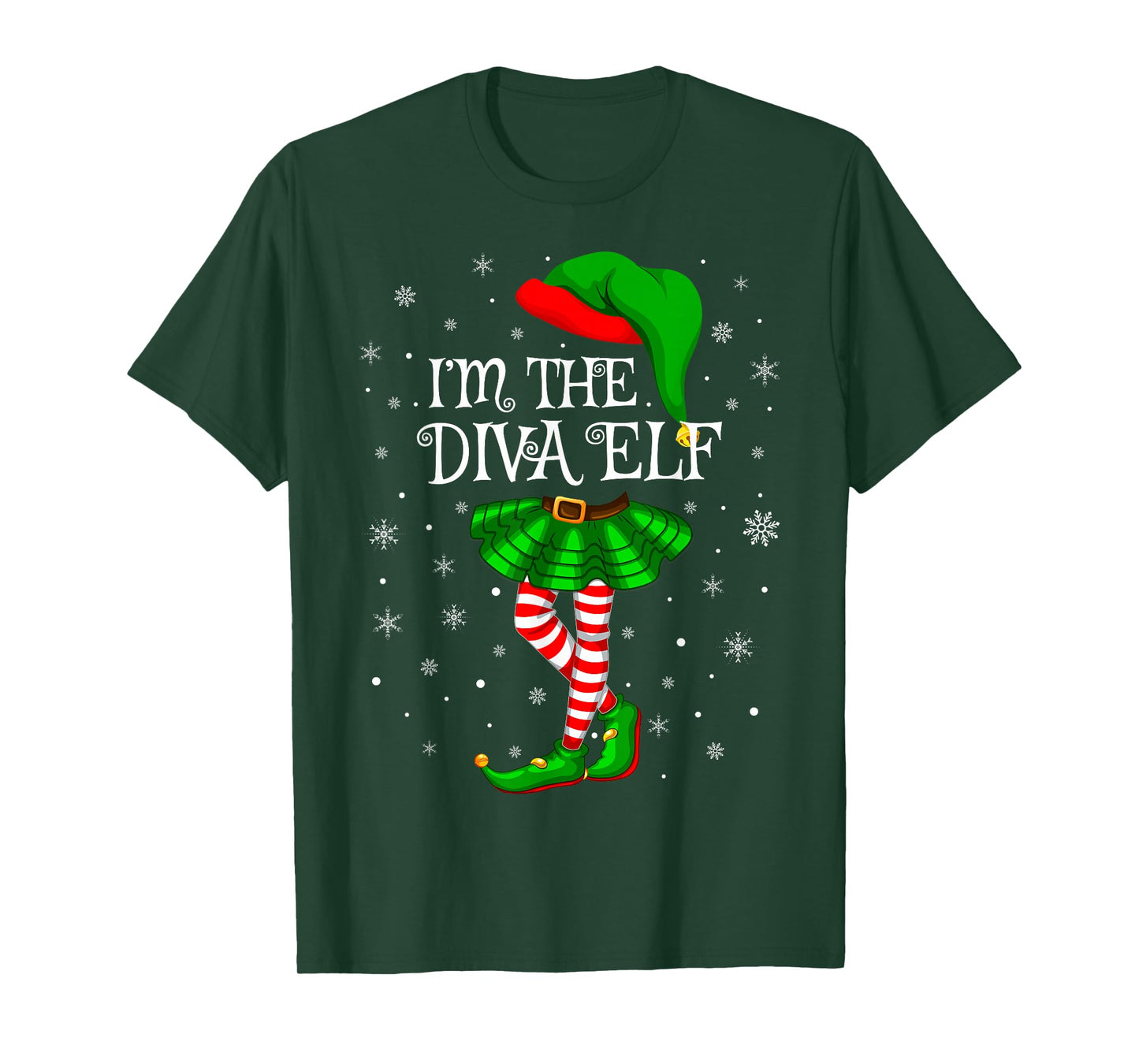Diva Elf Christmas Matching Family Women Girls Elf T-Shirt