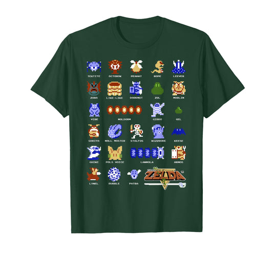 Legend Of Zelda Character Pixel Art Portrait Grid T-Shirt