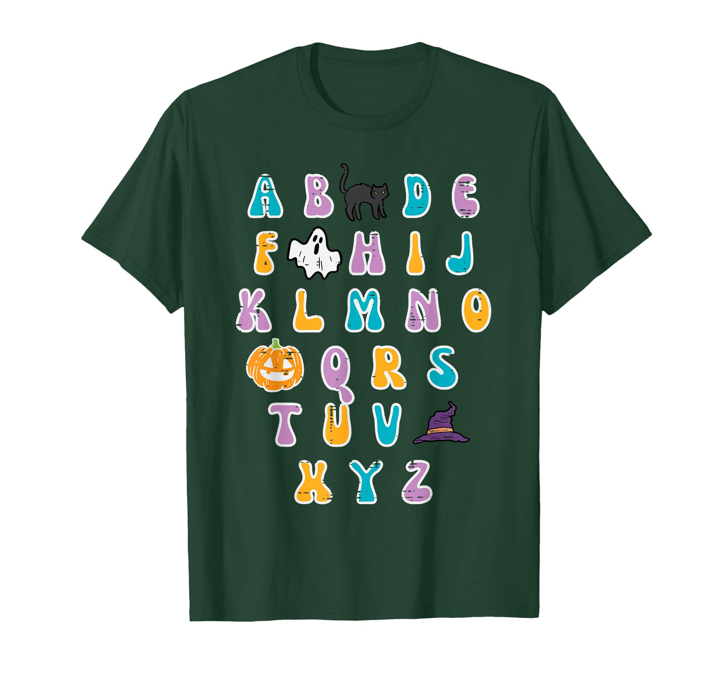 Halloween ABC Alphabet Cute Costume Teacher Women Girls Kids T-Shirt