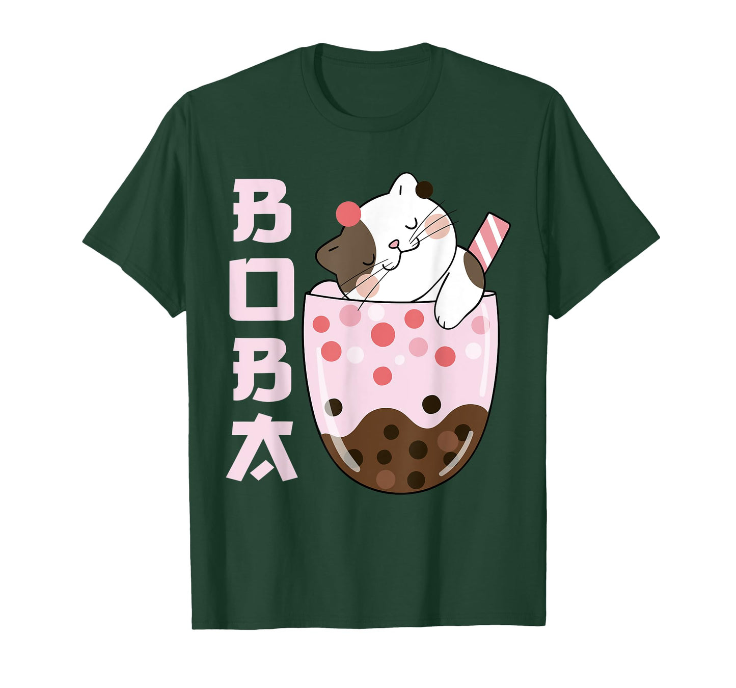 Kawaii Cat Bubble Boba Milk Ice Tea Lover Design Cute Anime Men Women Kids T-Shirt