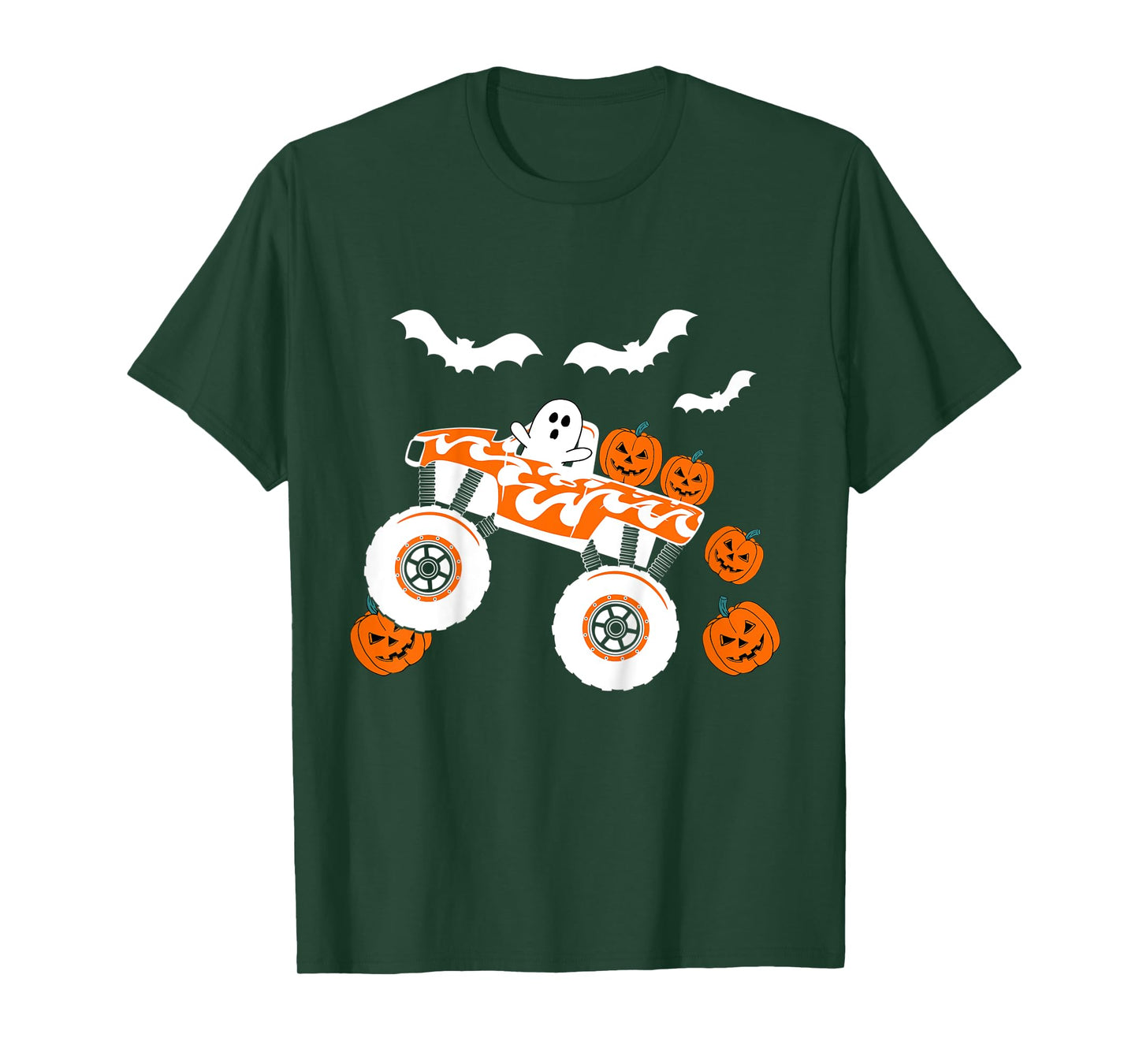 Kids Halloween Monster Truck Ghost For Boy's Toddler Kids Costume T-Shirt
